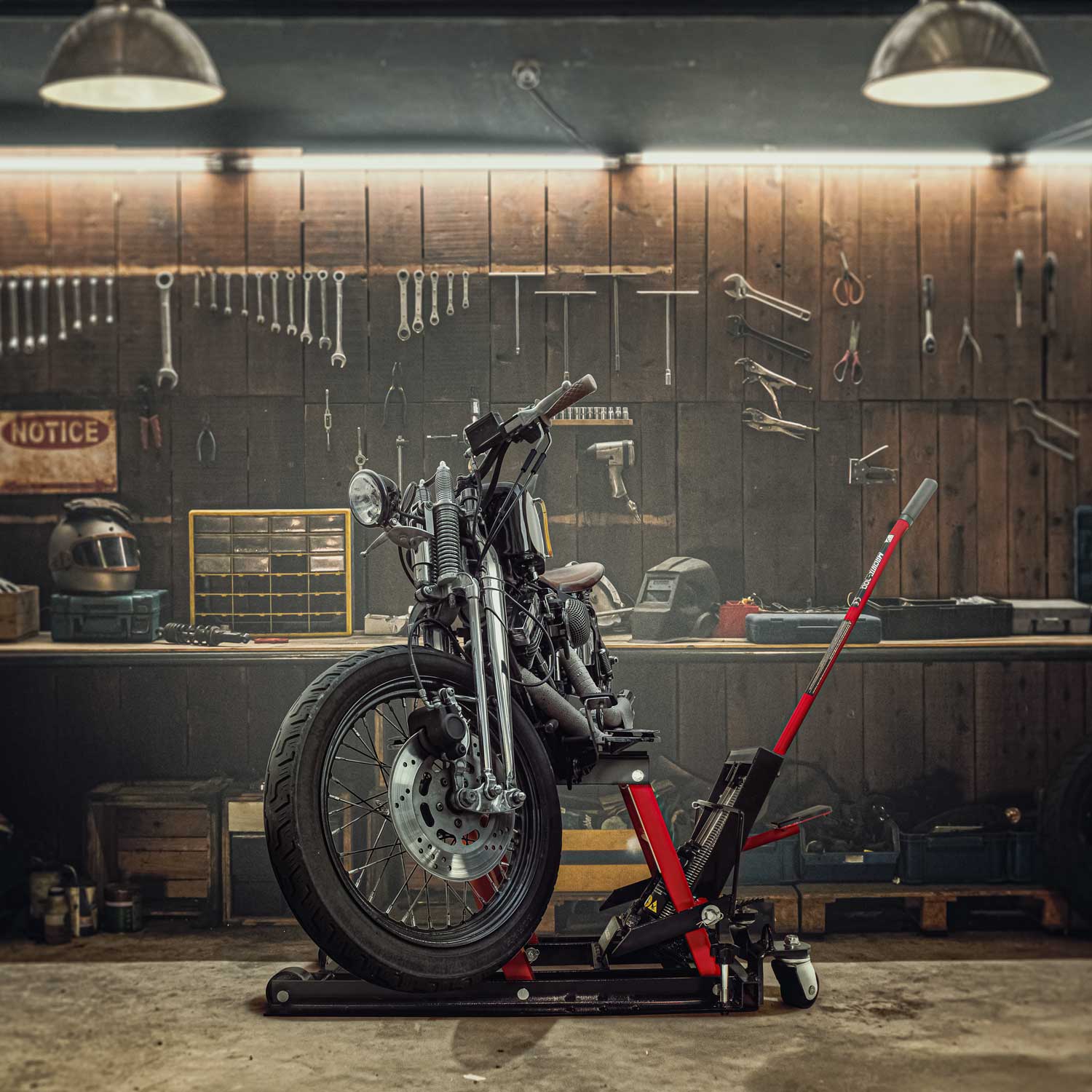 Maciste 700 - Ponte sollevatore moto cric idraulico, carico massimo 700 kg per motocicli, ATV, falciatrici, con pistone idraulico ammortizzato