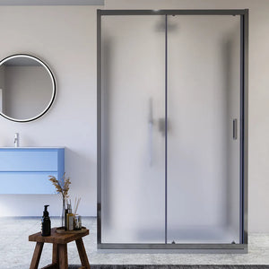 Box doccia cromato 3 lati 70x105x70cm con porta scorrevole e doppia parete fissa vetro 6mm stampato h185cm | Madagascar