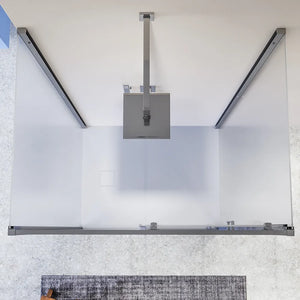 Box doccia cromato 3 lati 70x105x70cm con porta scorrevole e doppia parete fissa vetro 6mm stampato h185cm | Madagascar