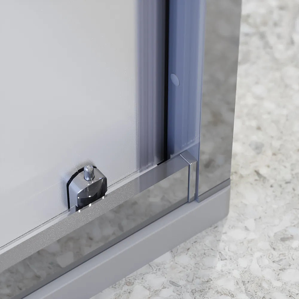 Box doccia cromato 3 lati 70x105x70cm con porta scorrevole e doppia parete fissa vetro 6mm stampato h185cm | Madagascar