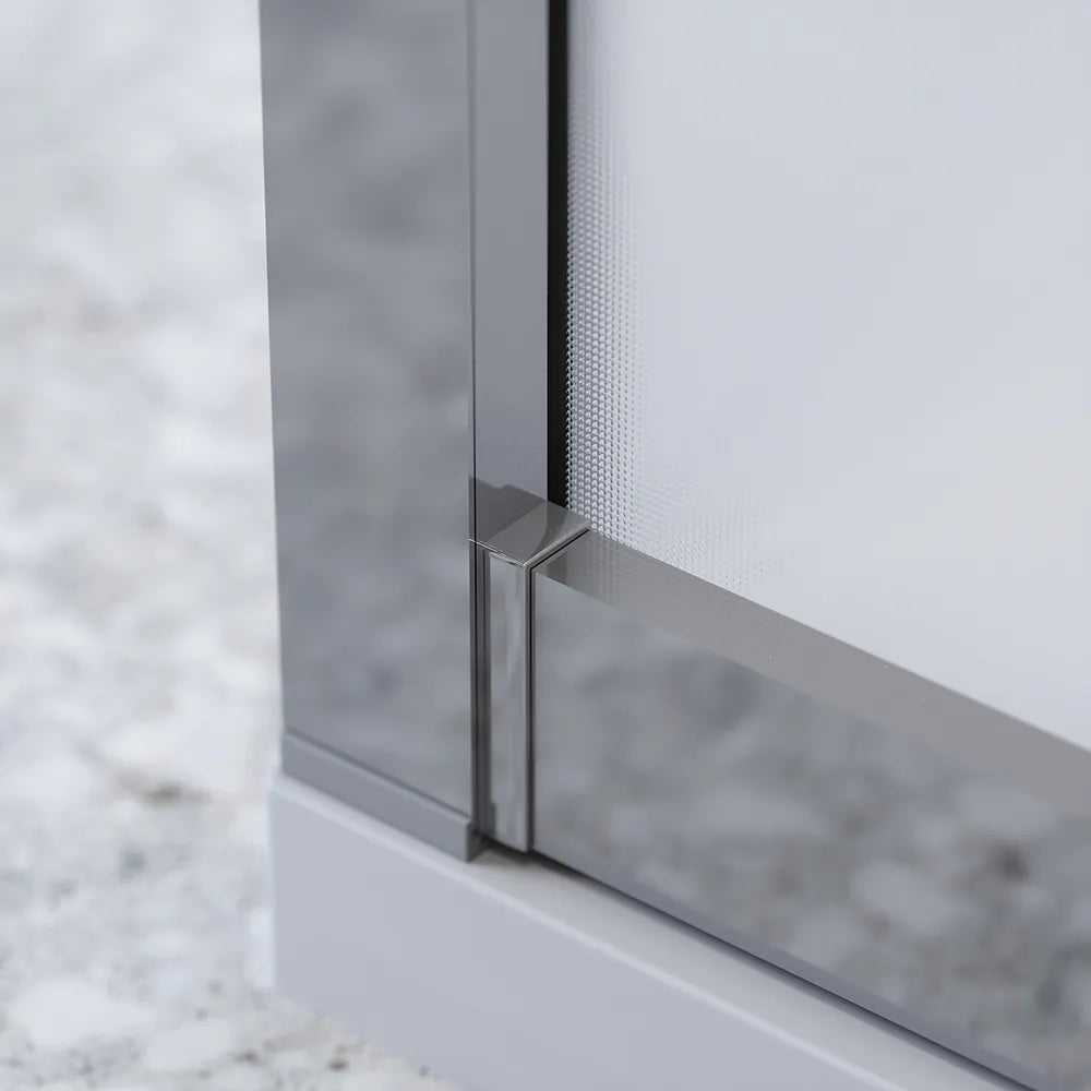 Box doccia cromato 3 lati 80x105x80cm con porta scorrevole e doppia parete fissa vetro 6mm stampato h185cm | Madagascar