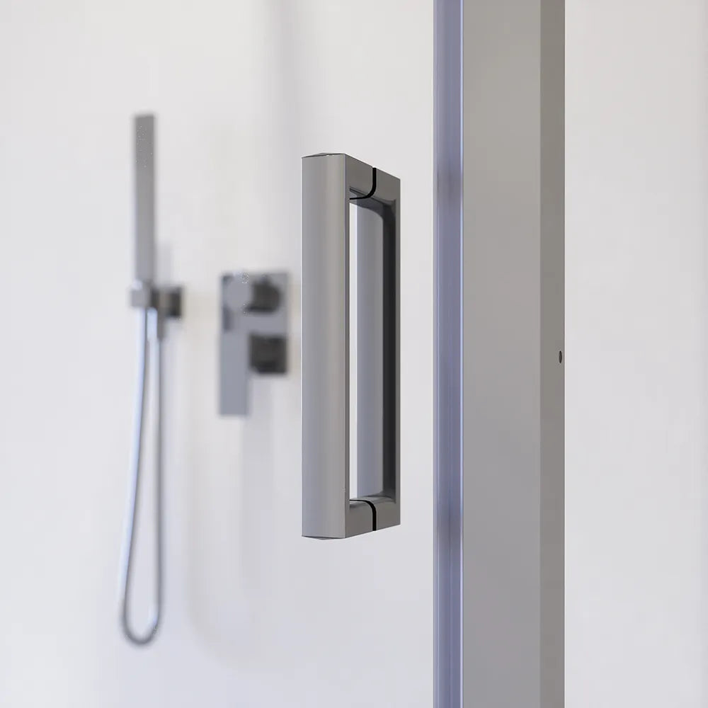 Box doccia cromato 3 lati 90x110x90cm con porta scorrevole e doppia parete fissa vetro 6mm trasparente h185cm | Madagascar