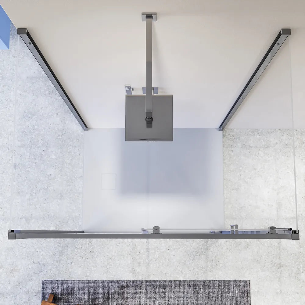 Box doccia cromato 3 lati 90x100x90cm con porta scorrevole e doppia parete fissa vetro 6mm trasparente h185cm | Madagascar