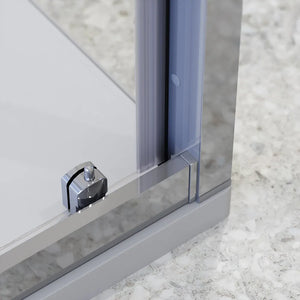 Box doccia cromato 3 lati 90x130x90cm con porta scorrevole e doppia parete fissa vetro 6mm trasparente h185cm | Madagascar