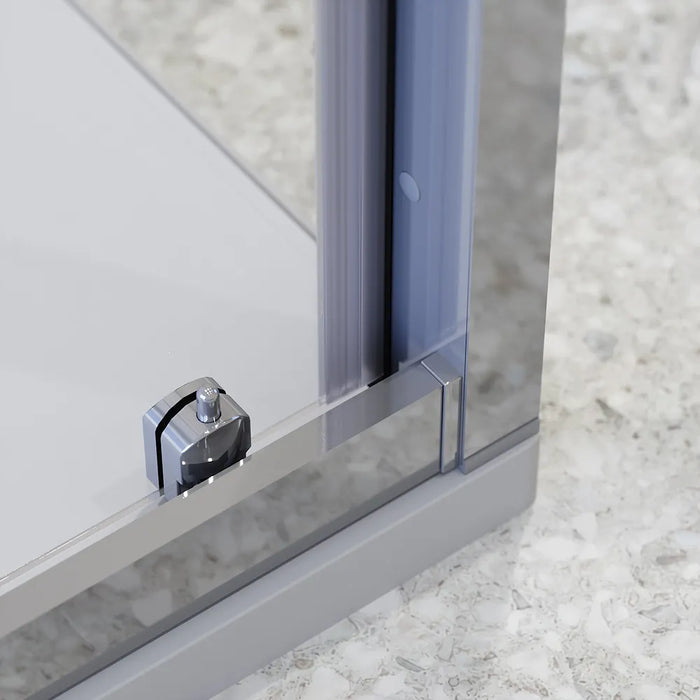 Box doccia cromato 3 lati 90x100x90cm con porta scorrevole e doppia parete fissa vetro 6mm trasparente h185cm | Madagascar