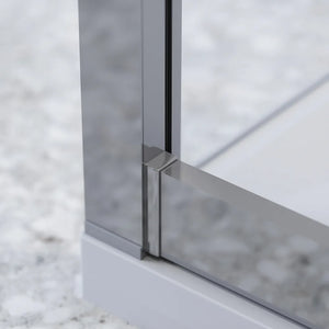 Box doccia cromato 3 lati 80x135x80cm con porta scorrevole e doppia parete fissa vetro 6mm trasparente h185cm | Madagascar