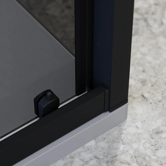 Box doccia nero opaco 3 lati 90x120x90cm con porta scorrevole e doppia parete fissa vetro 6mm fumè h185cm | Madagascar