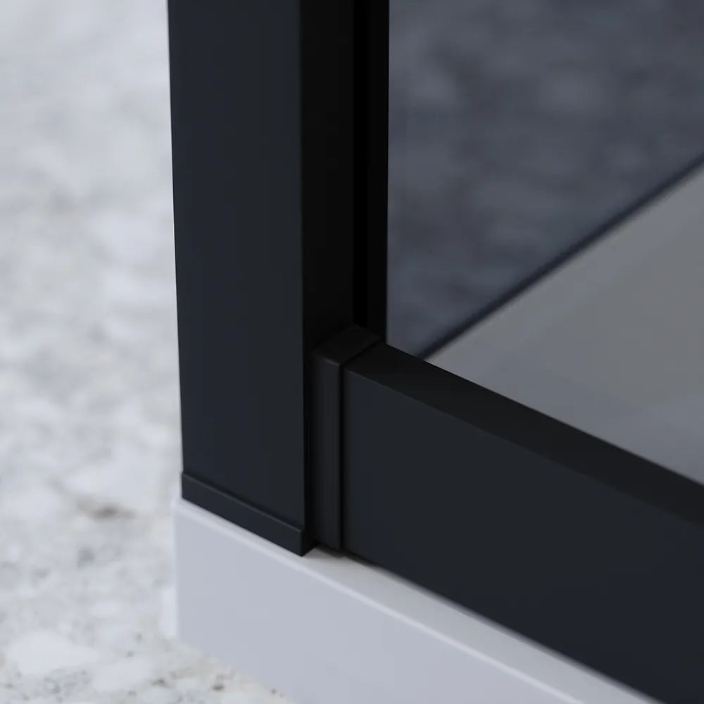 Box doccia nero opaco 3 lati 90x120x90cm con porta scorrevole e doppia parete fissa vetro 6mm fumè h185cm | Madagascar