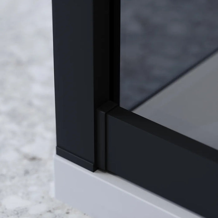 Box doccia nero opaco 3 lati 90x120x90cm con porta scorrevole e doppia parete fissa vetro 6mm fumè h185cm | Madagascar