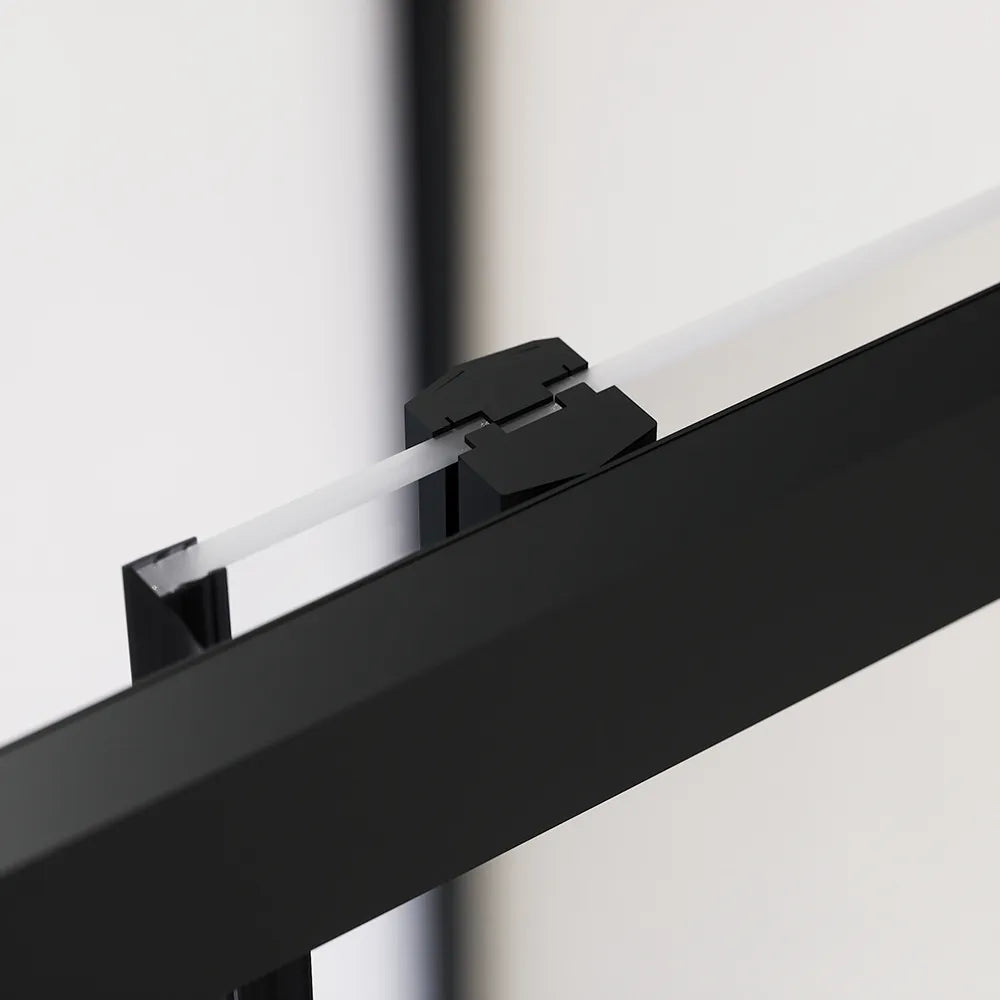 Box doccia nero opaco 3 lati 90x150x90cm con porta scorrevole e doppia parete fissa vetro 6mm trasparente h185cm | Madagascar