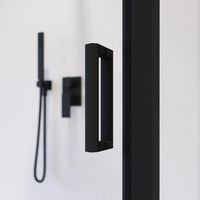 Box doccia nero opaco 3 lati 70x140x70cm con porta scorrevole e doppia parete fissa vetro 6mm trasparente h185cm | Madagascar