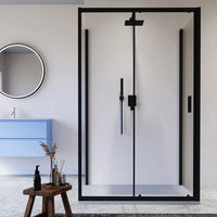 Box doccia nero opaco 3 lati 80x115x80cm con porta scorrevole e doppia parete fissa vetro 6mm trasparente h185cm | Madagascar