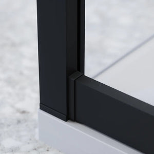 Box doccia nero opaco 3 lati 80x115x80cm con porta scorrevole e doppia parete fissa vetro 6mm trasparente h185cm | Madagascar