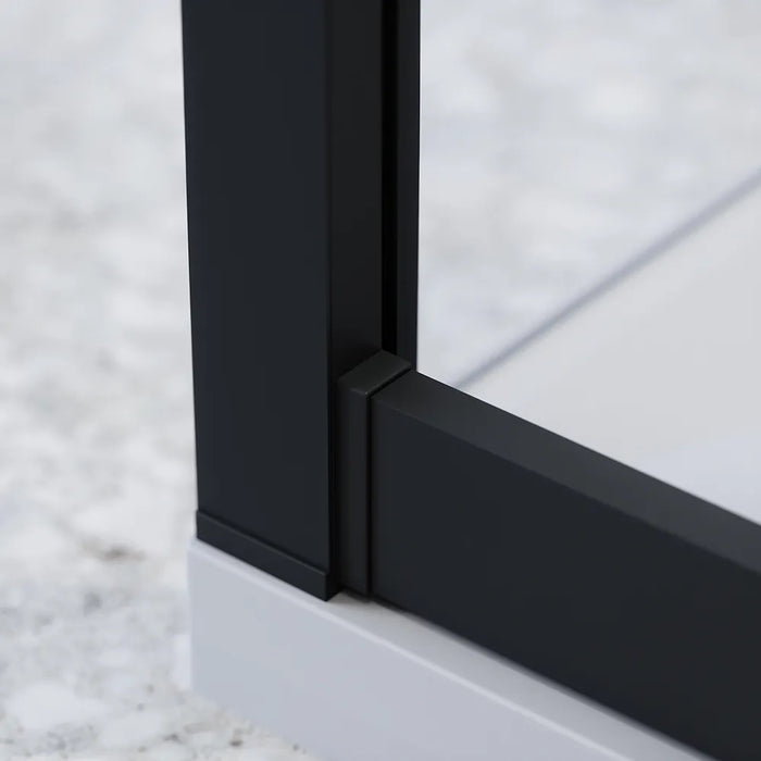 Box doccia nero opaco 3 lati 70x150x70cm con porta scorrevole e doppia parete fissa vetro 6mm trasparente h185cm | Madagascar