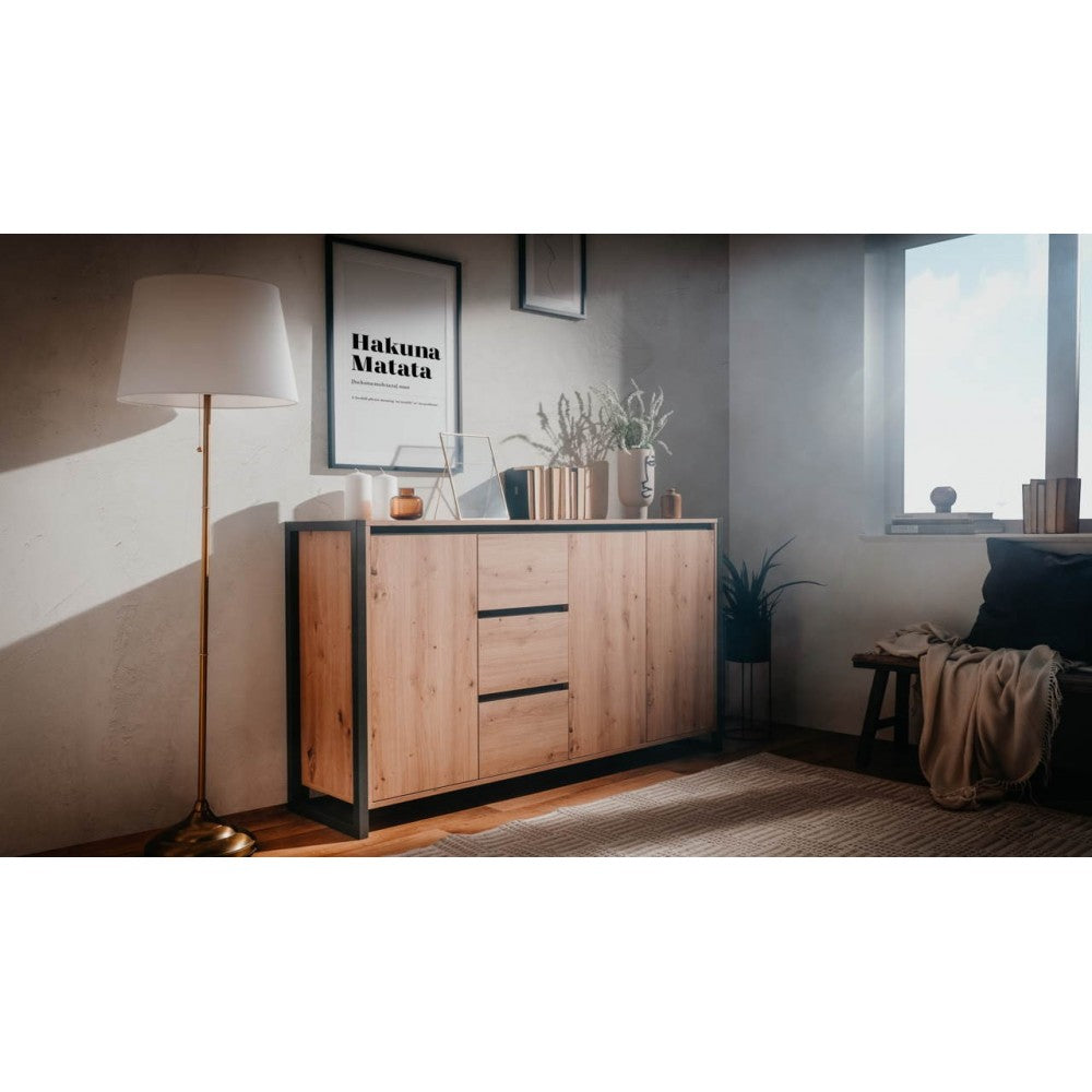 Madia 160x40x88H Denver3 colore quercia antracite