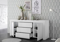 Madia 2 ante 3 cassetti, laccata bianco opaco, ZLCFIMD2A3C