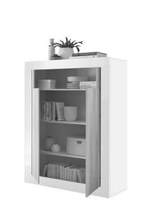 Madia alta moderna, 2 ante, finitura cemento e ossido ZLCURBMAD4-CO