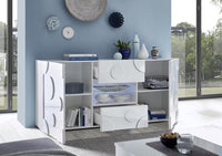 Madia Cerchio a 2 ante 2 cassetti, finitura bianco lucido, design moderno ZLCSHPRD2