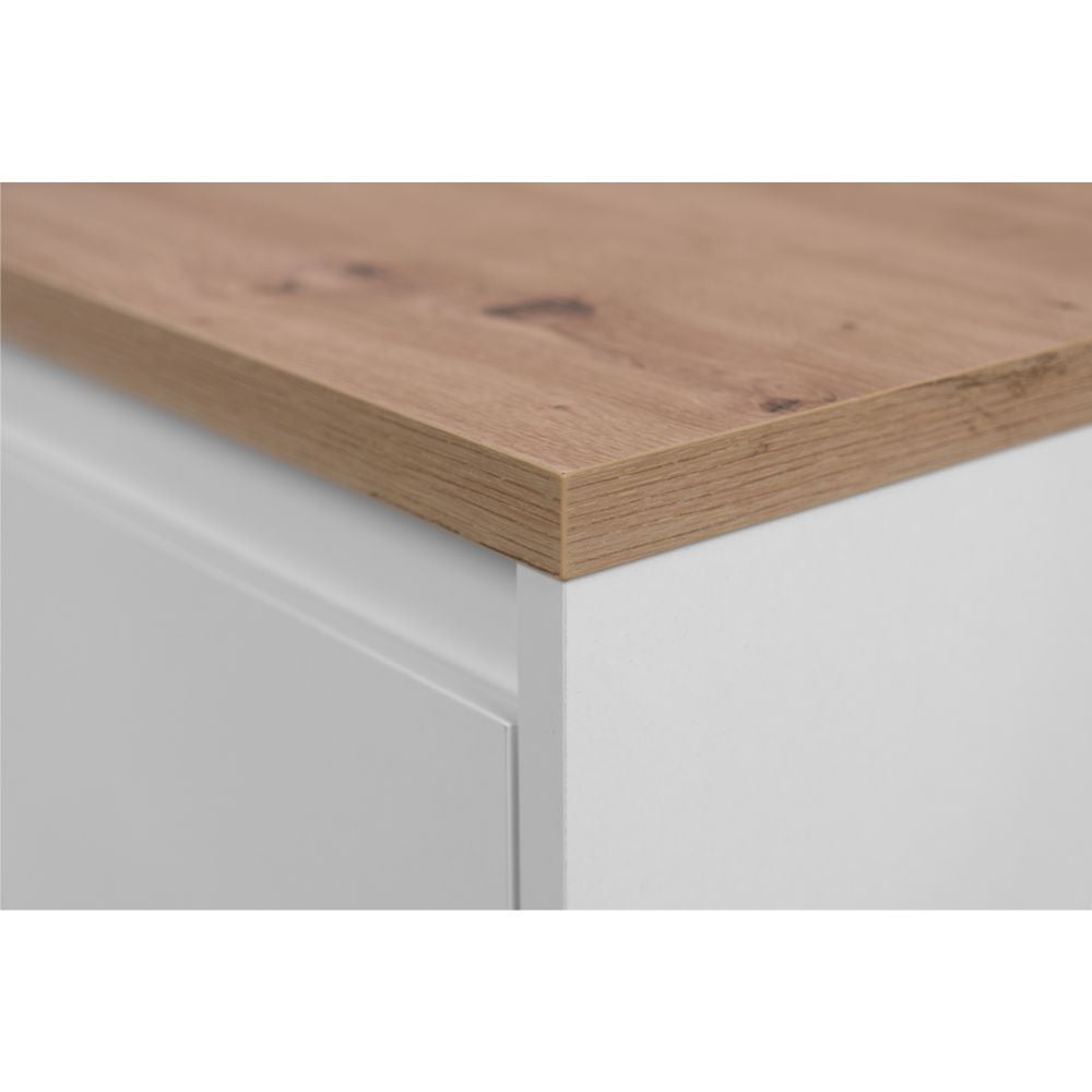 Madia 2 ante e 2 cassetti bianca con top rovere Linz01B 120x38x85H