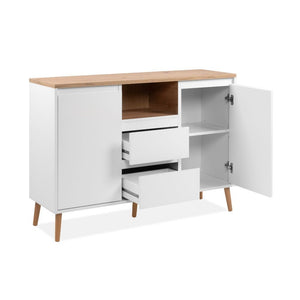 Madia 2 ante e 2 cassetti bianca con top rovere Linz01B 120x38x85H