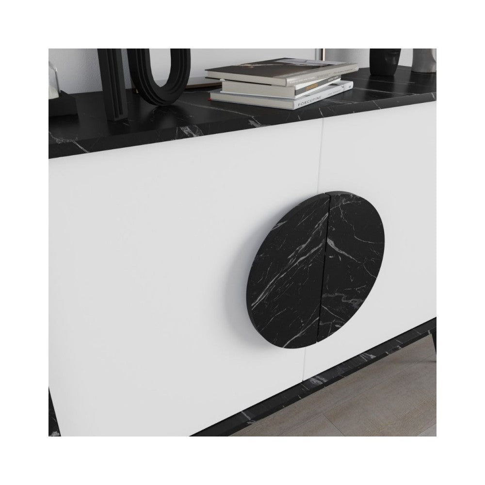 Madia 2 ante effetto marmo Gora110 colore bianco e nero 110x35,6x82