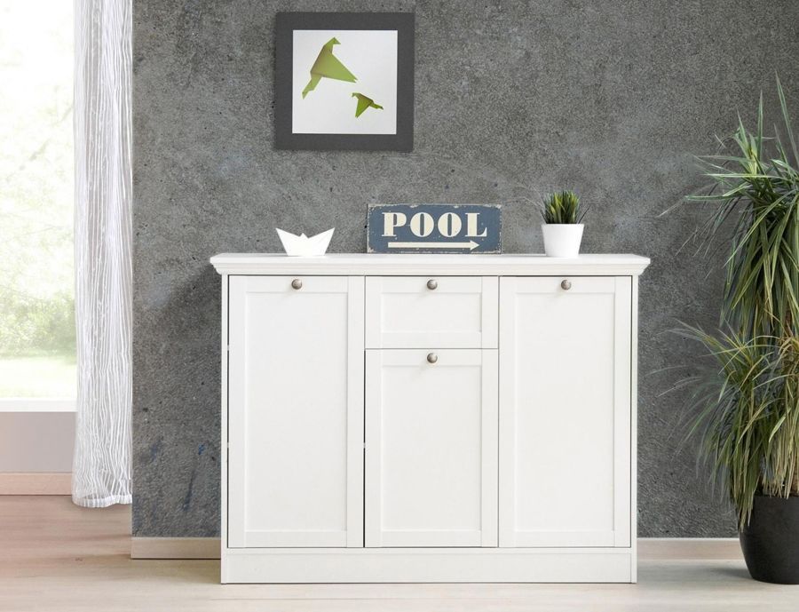 Madia, credenza con 3 ante e 1 cassetto bianca, ZFRMADLAND15