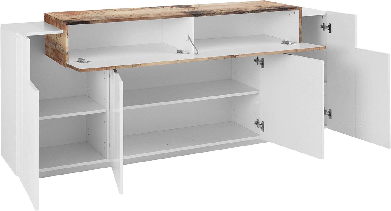 Madia moderna di design con ribalta in finitura Bianco lucido e Pero, ZTCNV41485135