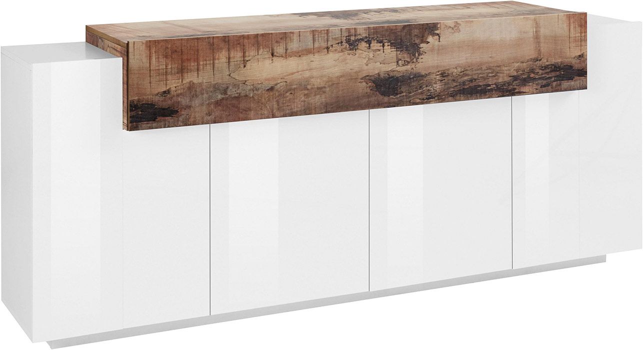 Madia moderna di design con ribalta in finitura Bianco lucido e Pero, ZTCNV41485135