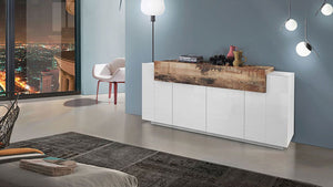 Madia moderna di design con ribalta in finitura Bianco lucido e Pero, ZTCNV41485135