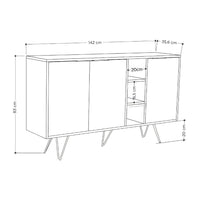 Madia 3 ante Clara 142x35,5x83h colore cashmere