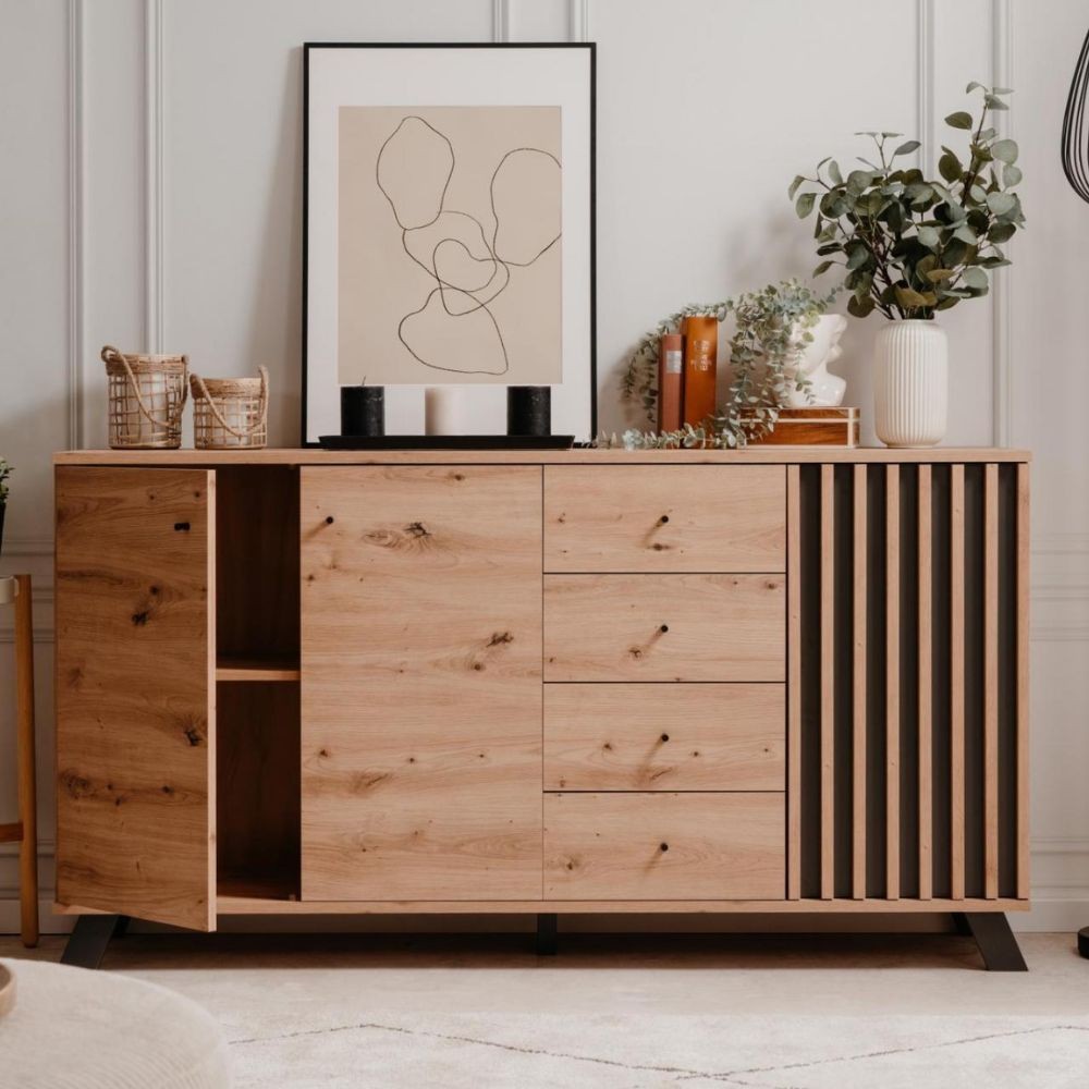 Madia 3 ante e 4 cassetti Medan51C colore rovere antracite