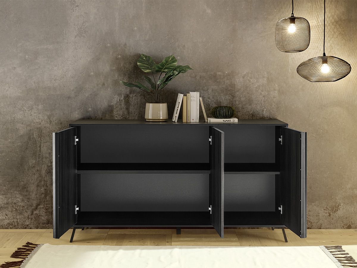 Madia moderna 3 ante in finitura Nero Frassinato, ZLCCYNEFRA3