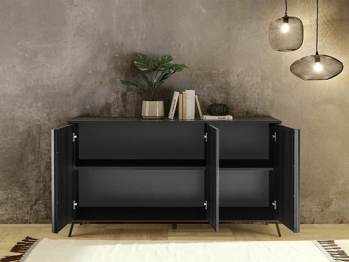 Madia moderna 3 ante in finitura Nero Frassinato, ZLCCYNEFRA3