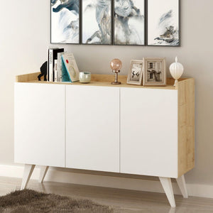 Madia 3 ante rovere e bianco Cok 120