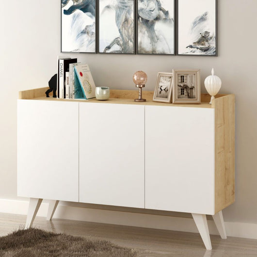 Madia 3 ante rovere e bianco Cok 120