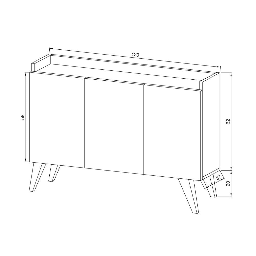 Madia 3 ante rovere e bianco Cok 120