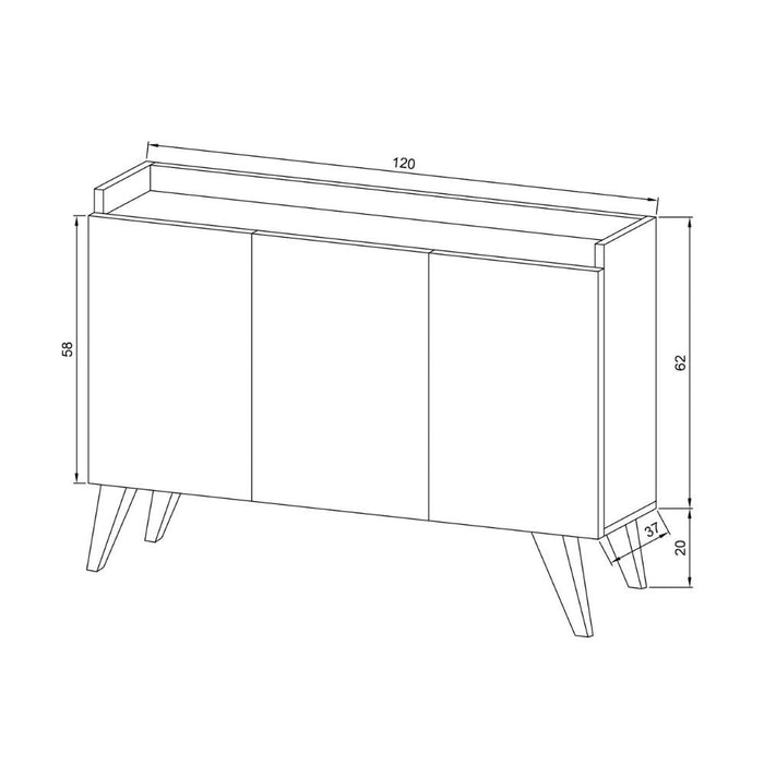 Madia 3 ante rovere e bianco Cok 120