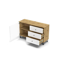 Madia 3 cassetti e anta Bollo5 123,4x40x75,2H colore rovere bianco