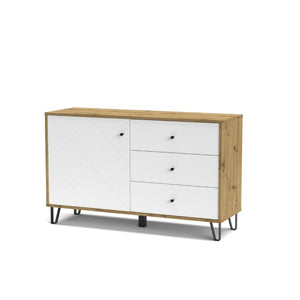 Madia 3 cassetti e anta Bollo5 123,4x40x75,2H colore rovere bianco