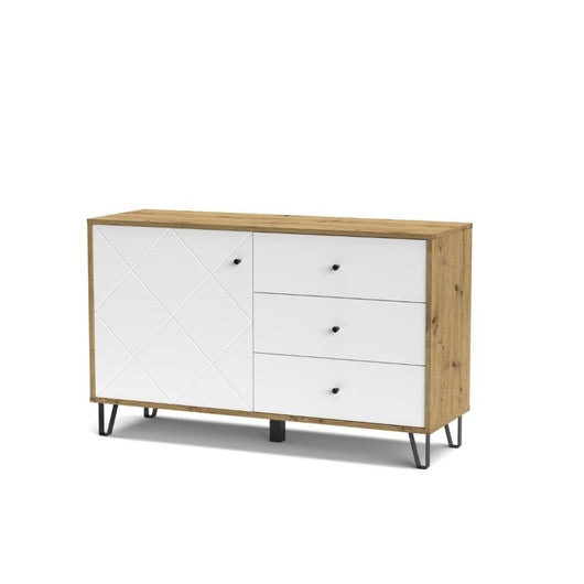 Madia 3 cassetti e anta Bollo5 123,4x40x75,2H colore rovere bianco