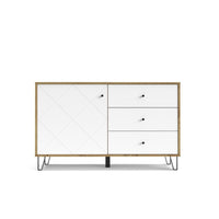 Madia 3 cassetti e anta Bollo5 123,4x40x75,2H colore rovere bianco