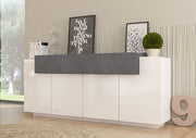 Madia moderna di design 4 ante bianca lucida con cassetto ardesia, ZTC22151877