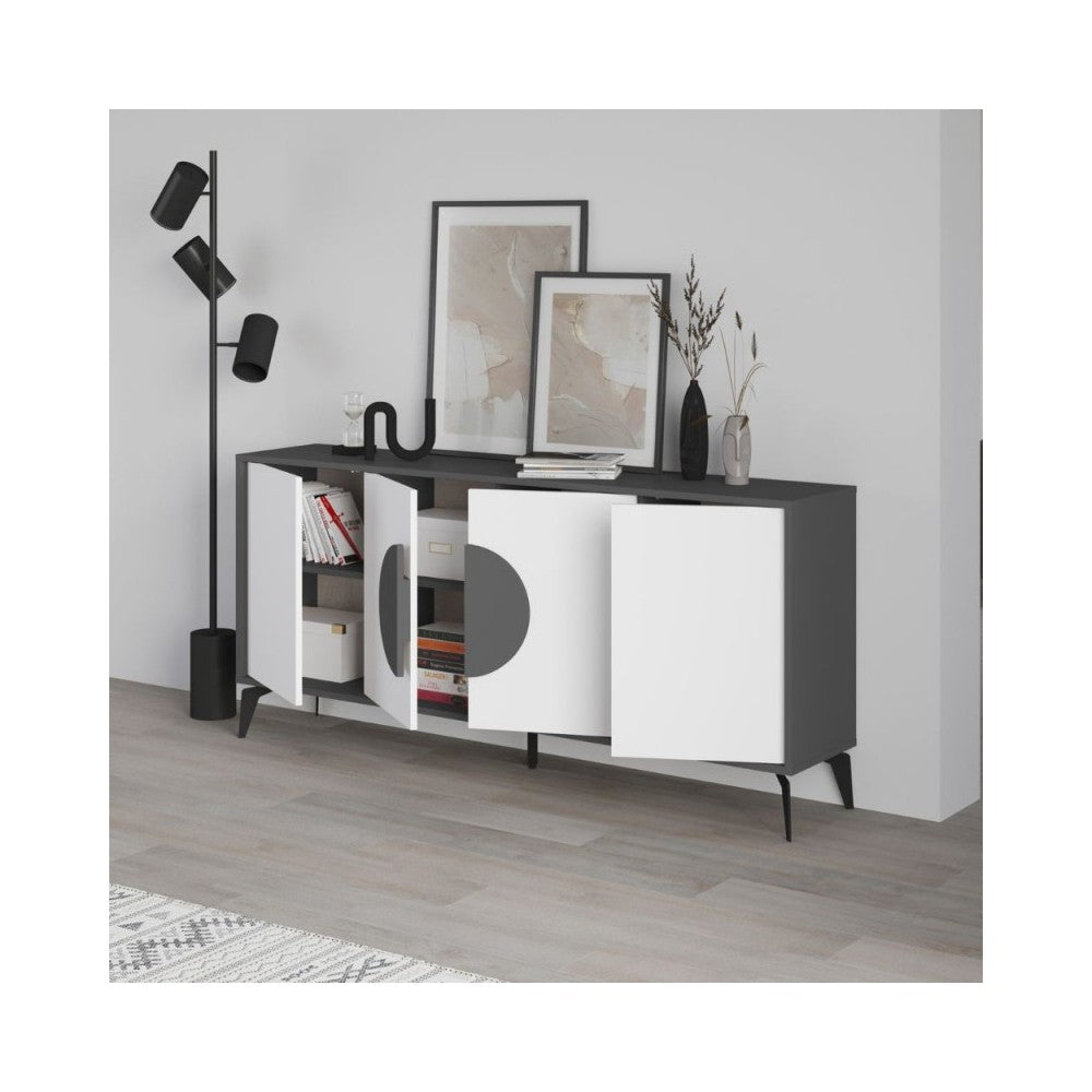 Madia 4 ante Gora180 colore antracite e bianco 180x35,6x82