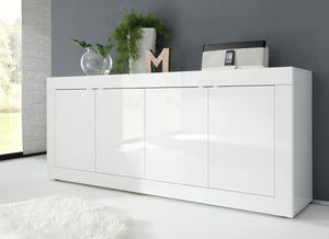 Credenza Moderna, Madia bianca laccata lucida a 4 ante ZLCBSC-MDM-BB4