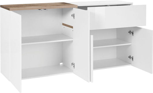 Madia moderna con 4 ante e 1 cassetto in finitura Bianco lucido e Pero ZTC41353930