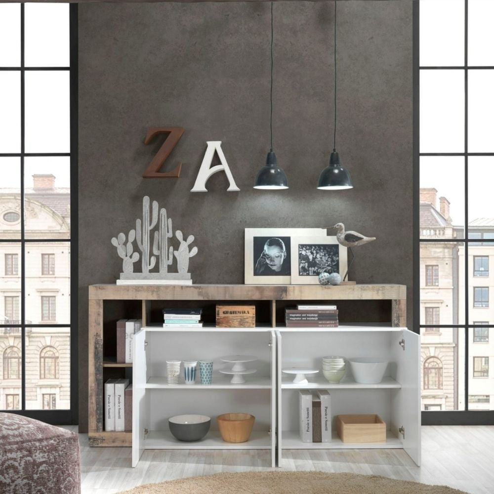 Madia 4 ante Mogol bianco lucido pero 184x42x93H
