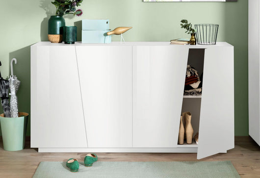 Madia credenza piccola, 4 ante bianco lucido, ZTCVG20374560