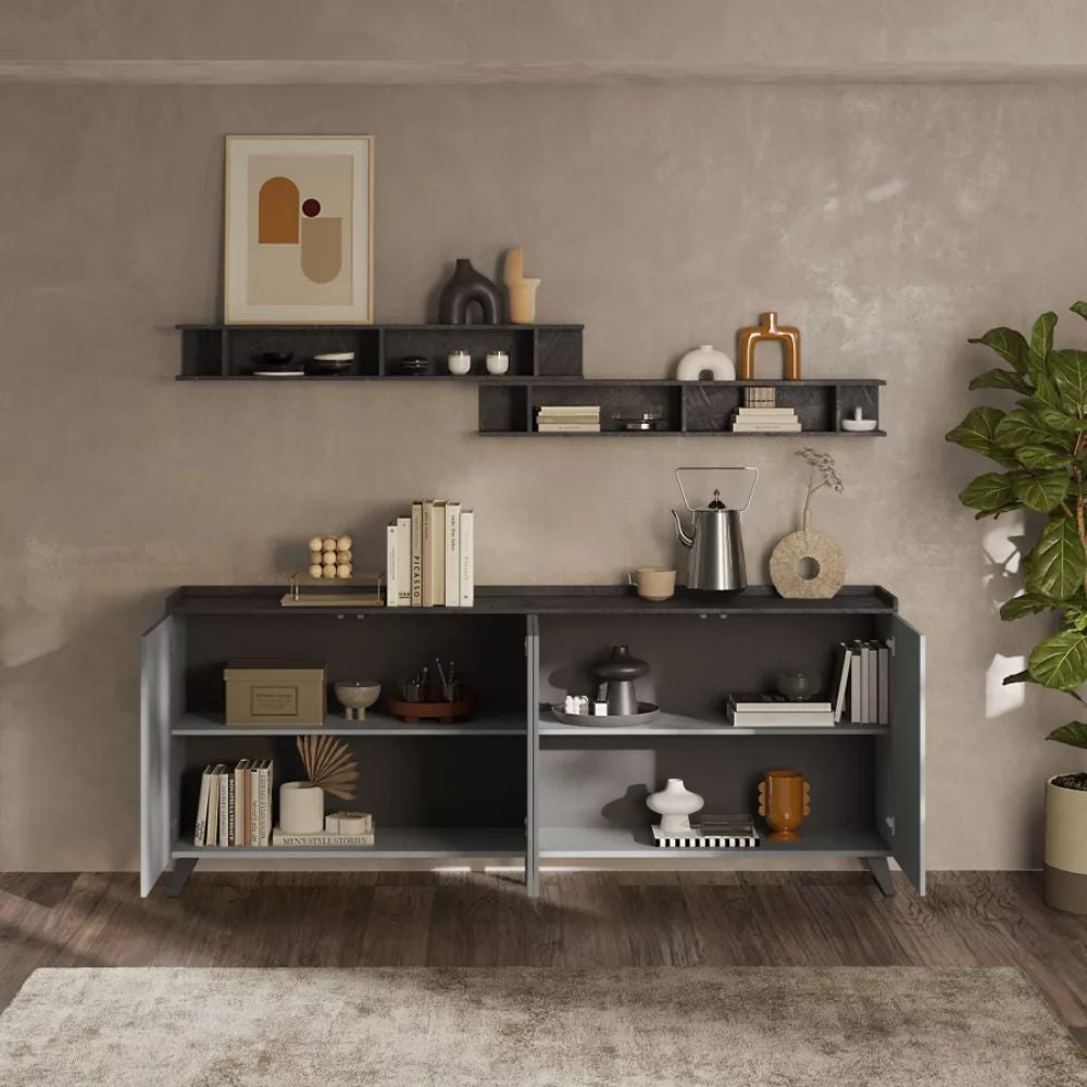 Madia 4 ante Polan 241x42x99h colore ardesia piombo