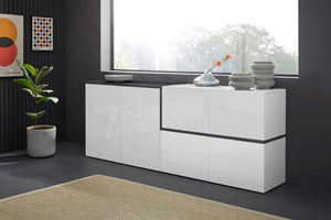 Madia moderna con 4 ante in finitura Bianco lucido e Ardesia L.210 ZTC56222314