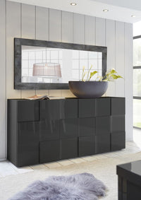 Credenza Moderna, Madia di Design, 3 ante, Grigio Lucido ZLCMS-MD3AGR